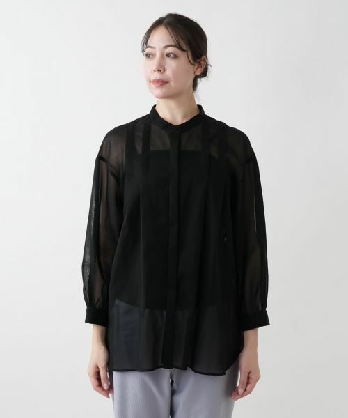 Leilian PLUS HOUSE / レリアンプラスハウス シャツ・ブラウス | 【店舗人気】バンドカラー比翼ブラウス【プラス企画】 | 詳細7