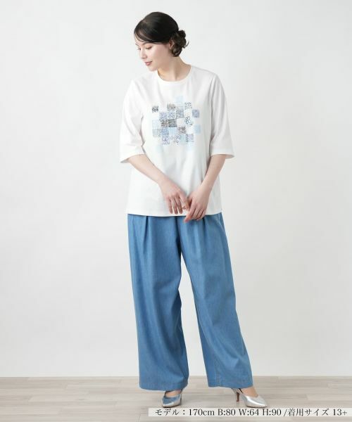 Leilian PLUS HOUSE / レリアンプラスハウス Tシャツ | 【店舗人気】刺繍プリントTシャツ【プラス企画】 | 詳細4