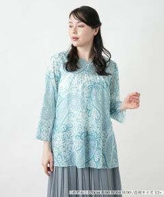 Leilian PLUS HOUSE / レリアンプラスハウス シャツ・ブラウス | 【店舗人気】ペイズリー柄キーネックブラウス【ERICA】【プラス企画】