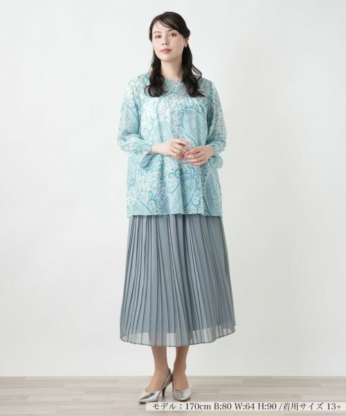 Leilian PLUS HOUSE / レリアンプラスハウス シャツ・ブラウス | 【店舗人気】ペイズリー柄キーネックブラウス【ERICA】【プラス企画】 | 詳細1