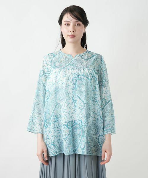 Leilian PLUS HOUSE / レリアンプラスハウス シャツ・ブラウス | 【店舗人気】ペイズリー柄キーネックブラウス【ERICA】【プラス企画】 | 詳細4