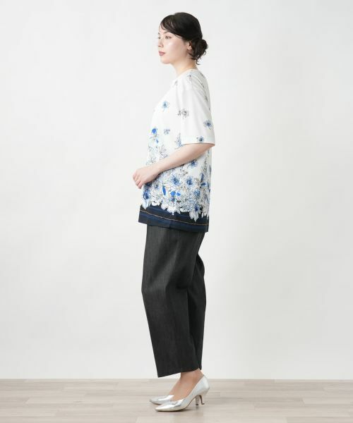 Leilian PLUS HOUSE / レリアンプラスハウス カットソー | 【店舗人気】プリントキーネックカットソー【プラス企画】 | 詳細2