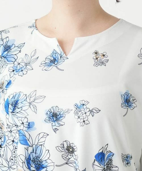 Leilian PLUS HOUSE / レリアンプラスハウス カットソー | 【店舗人気】プリントキーネックカットソー【プラス企画】 | 詳細7