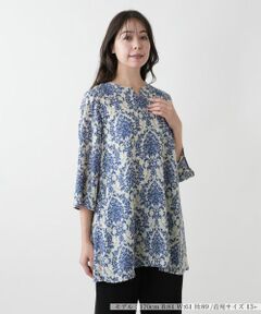 Leilian PLUS HOUSE / レリアンプラスハウス シャツ・ブラウス | プリントキーネックブラウス【プラス企画】