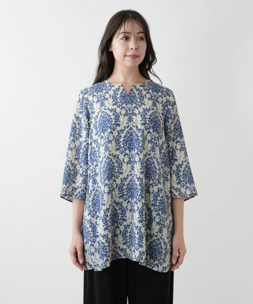 Leilian PLUS HOUSE / レリアンプラスハウス シャツ・ブラウス | プリントキーネックブラウス【プラス企画】 | 詳細4