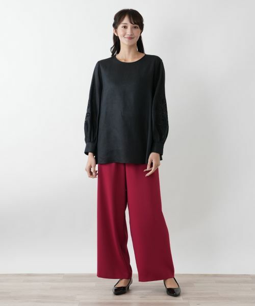 Leilian PLUS HOUSE / レリアンプラスハウス シャツ・ブラウス | 刺繍バルーンスリーブブラウス【プラス企画】 | 詳細1