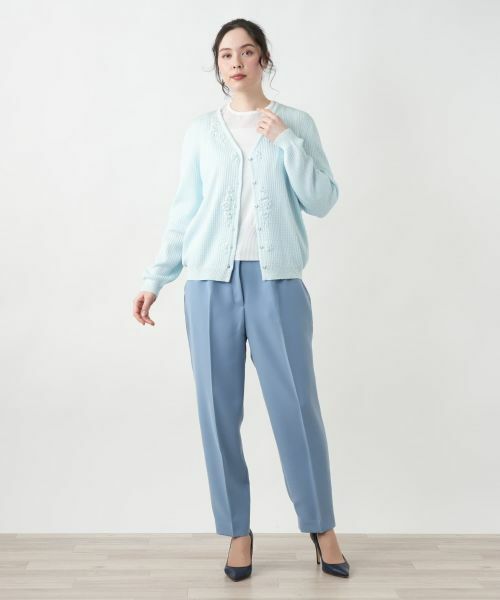 Leilian PLUS HOUSE / レリアンプラスハウス カーディガン・ボレロ | フラワー刺繍Vネックカーディガン【CORSINI & PROTI】 | 詳細4