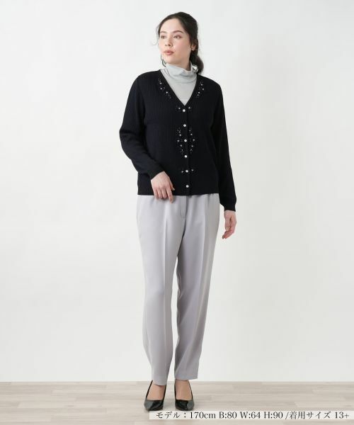 Leilian PLUS HOUSE / レリアンプラスハウス カーディガン・ボレロ | フラワー刺繍Vネックカーディガン【CORSINI & PROTI】 | 詳細7