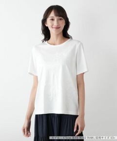 Leilian PLUS HOUSE / レリアンプラスハウス Tシャツ | 【店舗人気】刺繍Tシャツ【ROCHAS Premiere】
