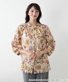 Leilian レリアンプラスハウス 13+ 総柄ブラウス パステルカラー 春