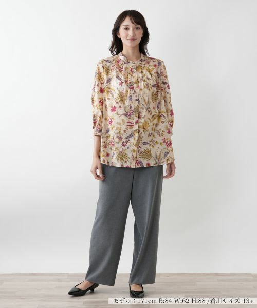 Leilian PLUS HOUSE / レリアンプラスハウス シャツ・ブラウス | 【店舗人気】プリントバンドカラーブラウス【ROCHAS Premiere】 | 詳細1