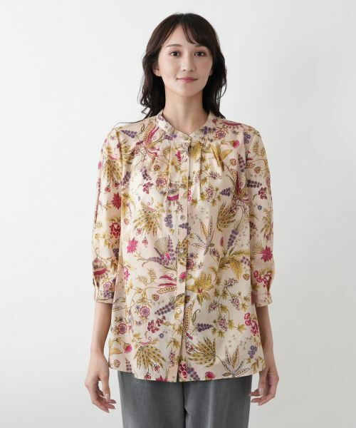 Leilian PLUS HOUSE / レリアンプラスハウス シャツ・ブラウス | 【店舗人気】プリントバンドカラーブラウス【ROCHAS Premiere】 | 詳細4
