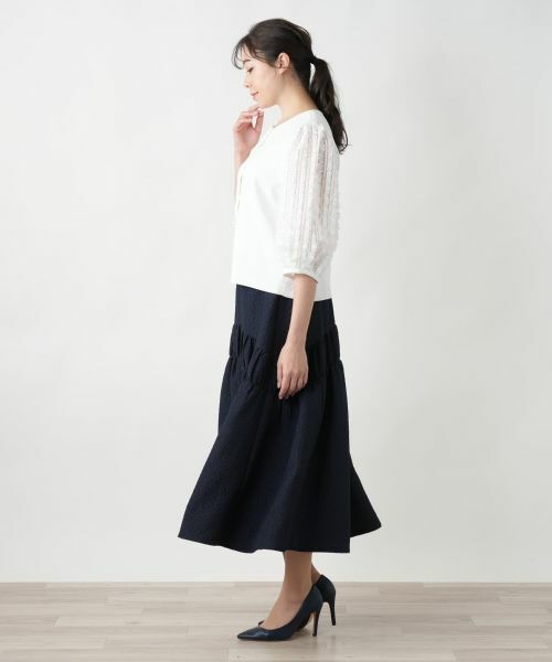 Leilian PLUS HOUSE / レリアンプラスハウス カーディガン・ボレロ | 切替ボリュームスリーブカーディガン【BOURGE】 | 詳細5