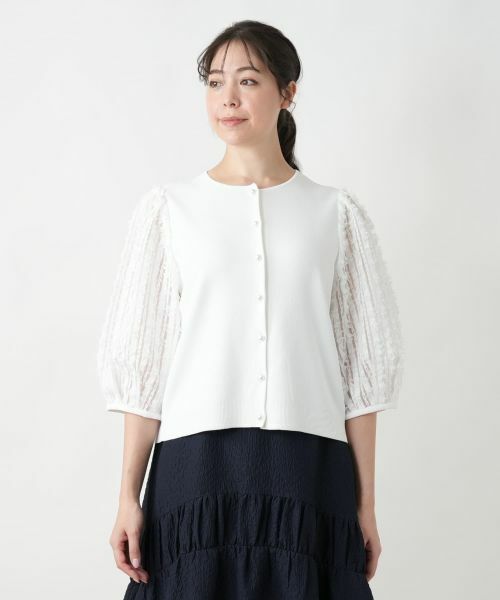 Leilian PLUS HOUSE / レリアンプラスハウス カーディガン・ボレロ | 切替ボリュームスリーブカーディガン【BOURGE】 | 詳細7