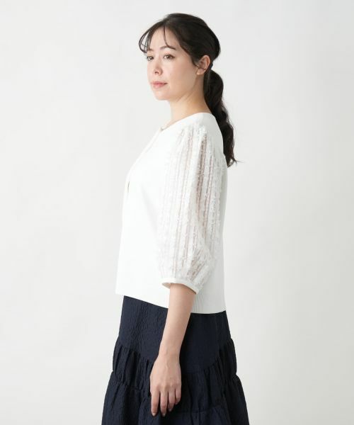 Leilian PLUS HOUSE / レリアンプラスハウス カーディガン・ボレロ | 切替ボリュームスリーブカーディガン【BOURGE】 | 詳細8