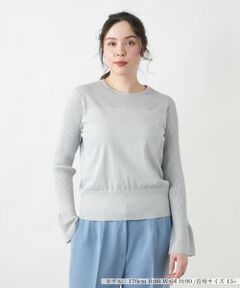 Leilian PLUS HOUSE / レリアンプラスハウス ニット・セーター | 【店舗人気】シアー切替プルオーバー【NEMIKA】