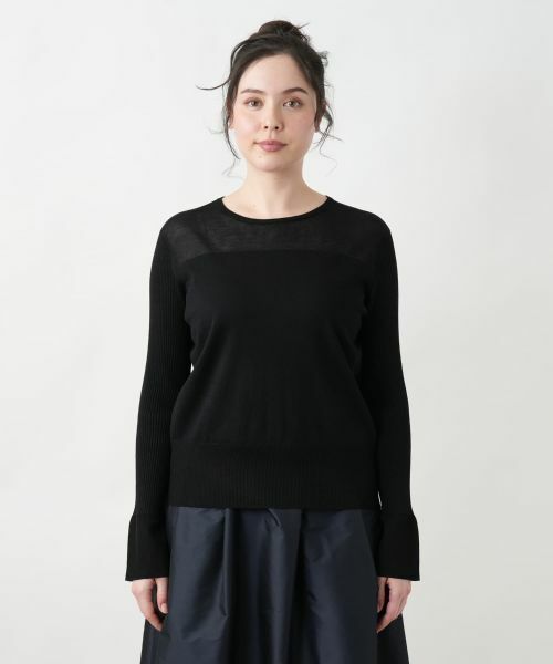 Leilian PLUS HOUSE / レリアンプラスハウス ニット・セーター | 【店舗人気】シアー切替プルオーバー【NEMIKA】 | 詳細13