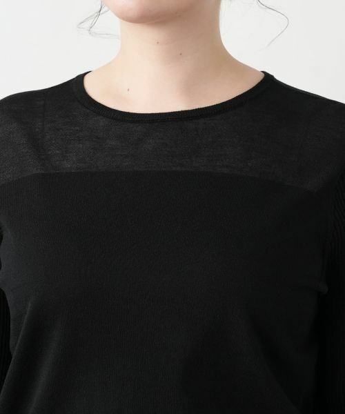 Leilian PLUS HOUSE / レリアンプラスハウス ニット・セーター | 【店舗人気】シアー切替プルオーバー【NEMIKA】 | 詳細16