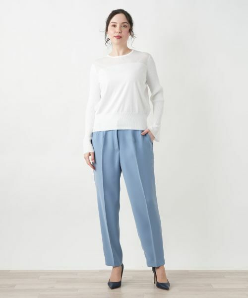 Leilian PLUS HOUSE / レリアンプラスハウス ニット・セーター | 【店舗人気】シアー切替プルオーバー【NEMIKA】 | 詳細4