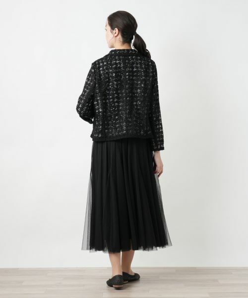 Leilian レリアン 千鳥格子柄 ジャケット ノーカラージャケット 千鳥格子柄ノーカラージャケット | Leilian (Women)/レリアン