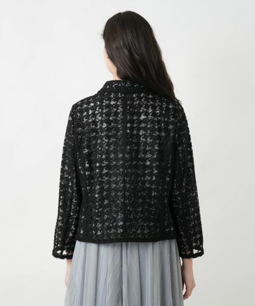 【美品】レリアン Leilian 千鳥柄　オープンカラージャケットコート　日本製 スタンドカラーコート | Leilian (Women)/レリアン | 三越伊勢丹
