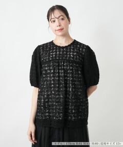 Leilian PLUS HOUSE / レリアンプラスハウス シャツ・ブラウス | 千鳥格子柄フレアブラウス【BOURGE】