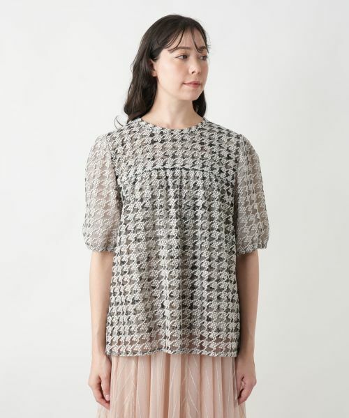 Leilian PLUS HOUSE / レリアンプラスハウス シャツ・ブラウス | 千鳥格子柄フレアブラウス【BOURGE】 | 詳細7