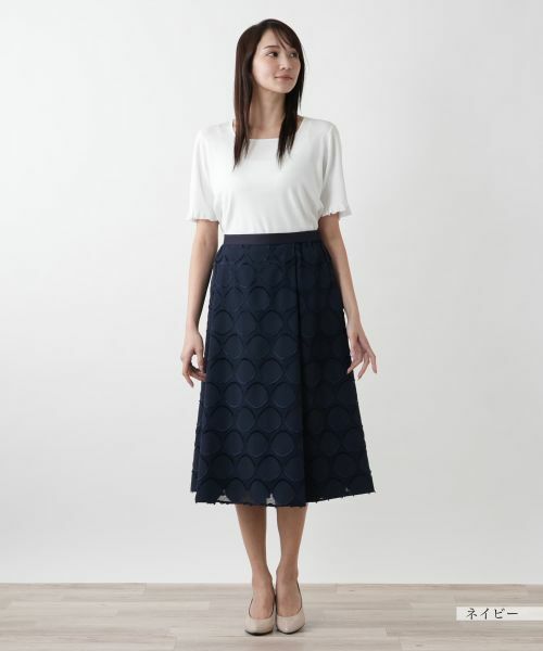 Leilian PLUS HOUSE / レリアンプラスハウス ミニ・ひざ丈スカート | 【店舗人気】サークル柄フレアスカート【BOURGE】 | 詳細1