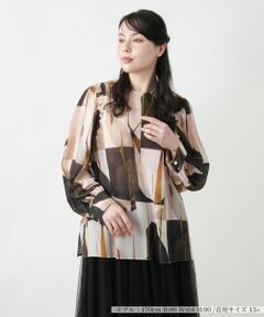 Leilian PLUS HOUSE / レリアンプラスハウス シャツ・ブラウス | 【店舗人気】プリントクルーネックブラウス【BOURGE】