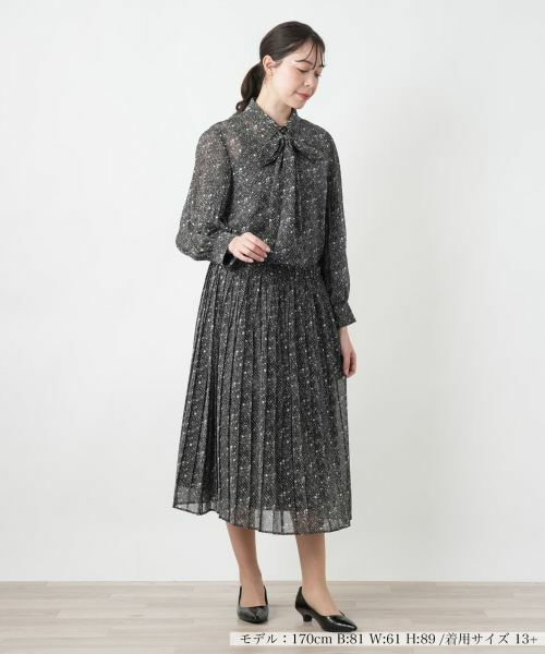 Leilian PLUS HOUSE / レリアンプラスハウス ロング・マキシ丈スカート | ドットプリーツスカート【BOURGE】 | 詳細1