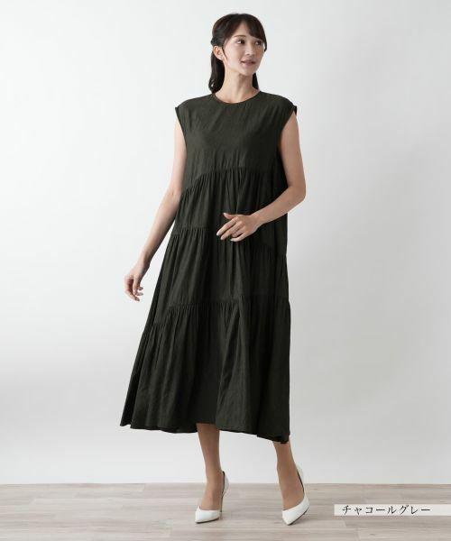 Leilian PLUS HOUSE / レリアンプラスハウス ドレス | ノースリーブティアードワンピース【NEMIKA】 | 詳細1