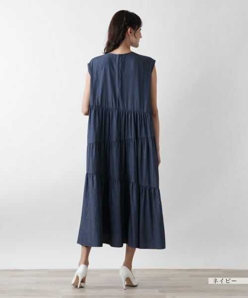 Leilian PLUS HOUSE / レリアンプラスハウス ドレス | ノースリーブティアードワンピース【NEMIKA】 | 詳細6
