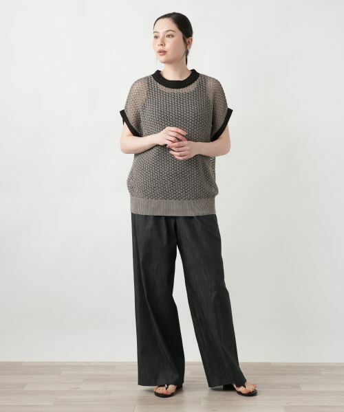 Leilian PLUS HOUSE / レリアンプラスハウス ニット・セーター | 【店舗人気】配色メッシュニットトップス【NEMIKA】 | 詳細1