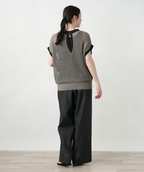 Leilian PLUS HOUSE / レリアンプラスハウス ニット・セーター | 【店舗人気】配色メッシュニットトップス【NEMIKA】 | 詳細3