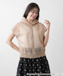 Leilian PLUS HOUSE / レリアンプラスハウス テーラードジャケット | シアーフードジップベスト【NEMIKA】