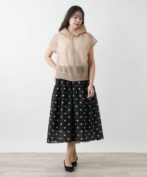 Leilian PLUS HOUSE / レリアンプラスハウス テーラードジャケット | シアーフードジップベスト【NEMIKA】 | 詳細1