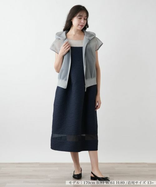 Leilian PLUS HOUSE / レリアンプラスハウス テーラードジャケット | シアーフードジップベスト【NEMIKA】 | 詳細4