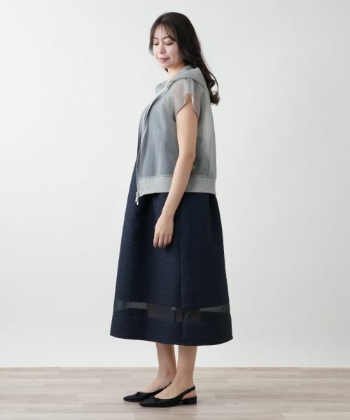 Leilian PLUS HOUSE / レリアンプラスハウス テーラードジャケット | シアーフードジップベスト【NEMIKA】 | 詳細5