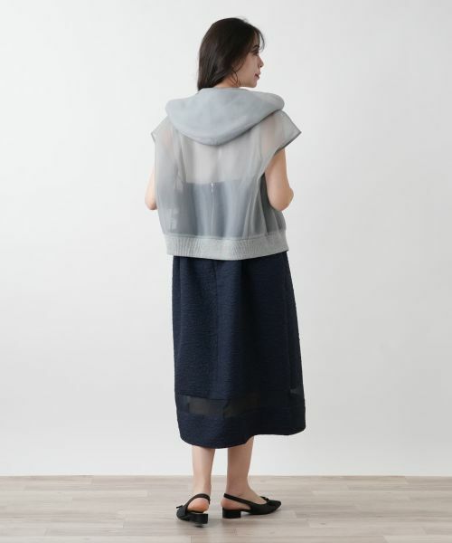 Leilian PLUS HOUSE / レリアンプラスハウス テーラードジャケット | シアーフードジップベスト【NEMIKA】 | 詳細6