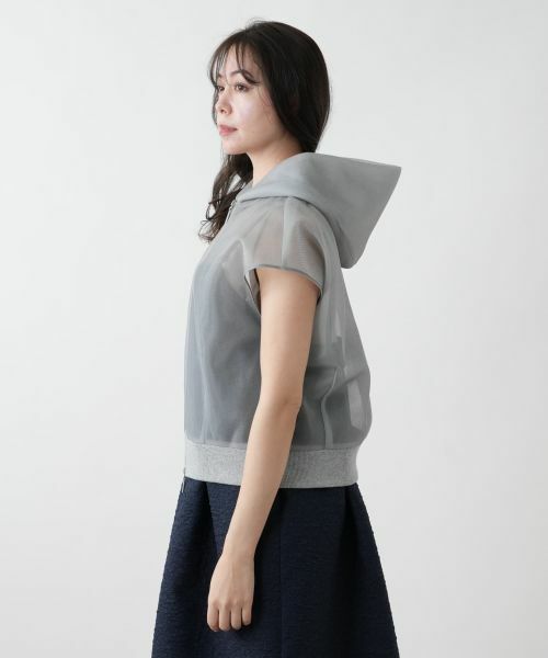 Leilian PLUS HOUSE / レリアンプラスハウス テーラードジャケット | シアーフードジップベスト【NEMIKA】 | 詳細8