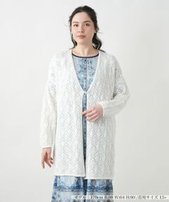 Leilian PLUS HOUSE / レリアンプラスハウス カーディガン・ボレロ | 透かし編みロングカーディガン