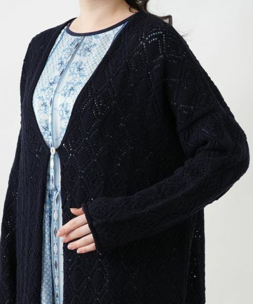 Leilian PLUS HOUSE / レリアンプラスハウス カーディガン・ボレロ | 透かし編みロングカーディガン | 詳細13