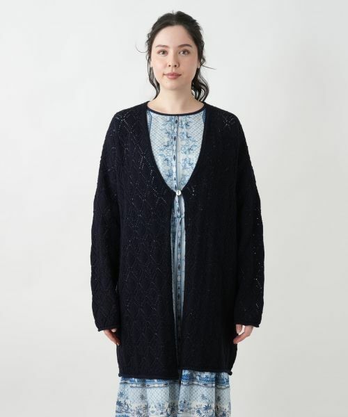 Leilian PLUS HOUSE / レリアンプラスハウス カーディガン・ボレロ | 透かし編みロングカーディガン | 詳細7