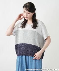 Leilian PLUS HOUSE / レリアンプラスハウス ニット・セーター | 【店舗人気】ラメ配色Vネックニット【LE TRICOT PERUGIA】