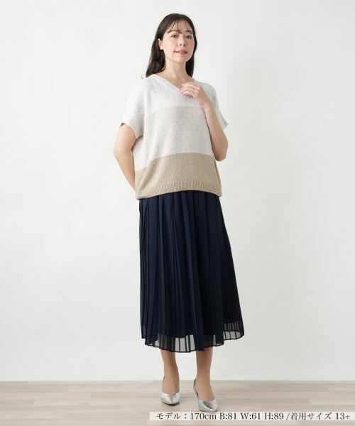 Leilian PLUS HOUSE / レリアンプラスハウス ニット・セーター | 【店舗人気】ラメ配色Vネックニット【LE TRICOT PERUGIA】 | 詳細1