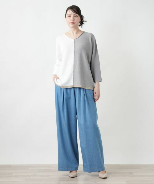 Leilian PLUS HOUSE / レリアンプラスハウス ニット・セーター | 配色Vネックニット【LE TRICOT PERUGIA】 | 詳細1