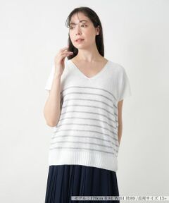 Leilian PLUS HOUSE / レリアンプラスハウス ニット・セーター | 【店舗人気】ボーダーVネックニット【LE TRICOT PERUGIA】