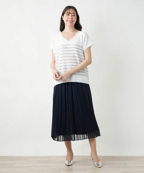 Leilian PLUS HOUSE / レリアンプラスハウス ニット・セーター | 【店舗人気】ボーダーVネックニット【LE TRICOT PERUGIA】 | 詳細1