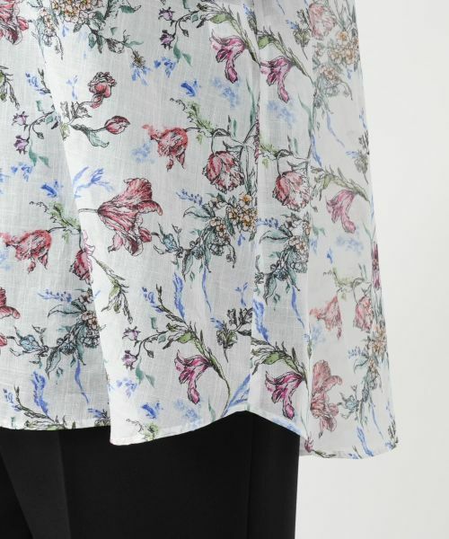 Leilian PLUS HOUSE / レリアンプラスハウス シャツ・ブラウス | フラワー柄キーネックブラウス | 詳細13