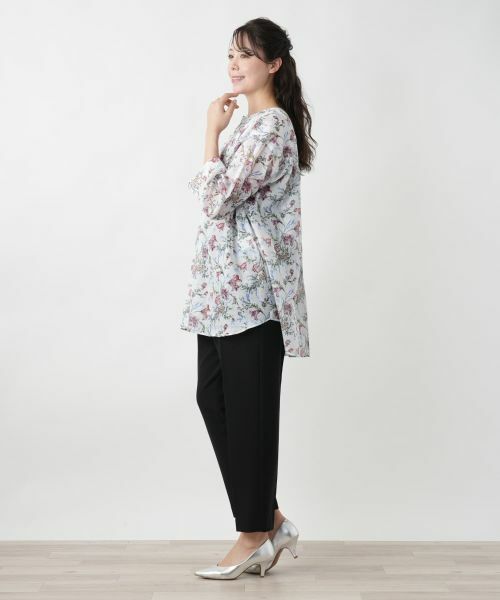 Leilian PLUS HOUSE / レリアンプラスハウス シャツ・ブラウス | フラワー柄キーネックブラウス | 詳細5
